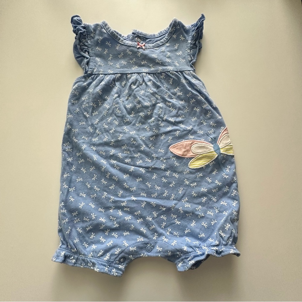 Carter’s Blue Baby Romper with Dragonfly Design 12M